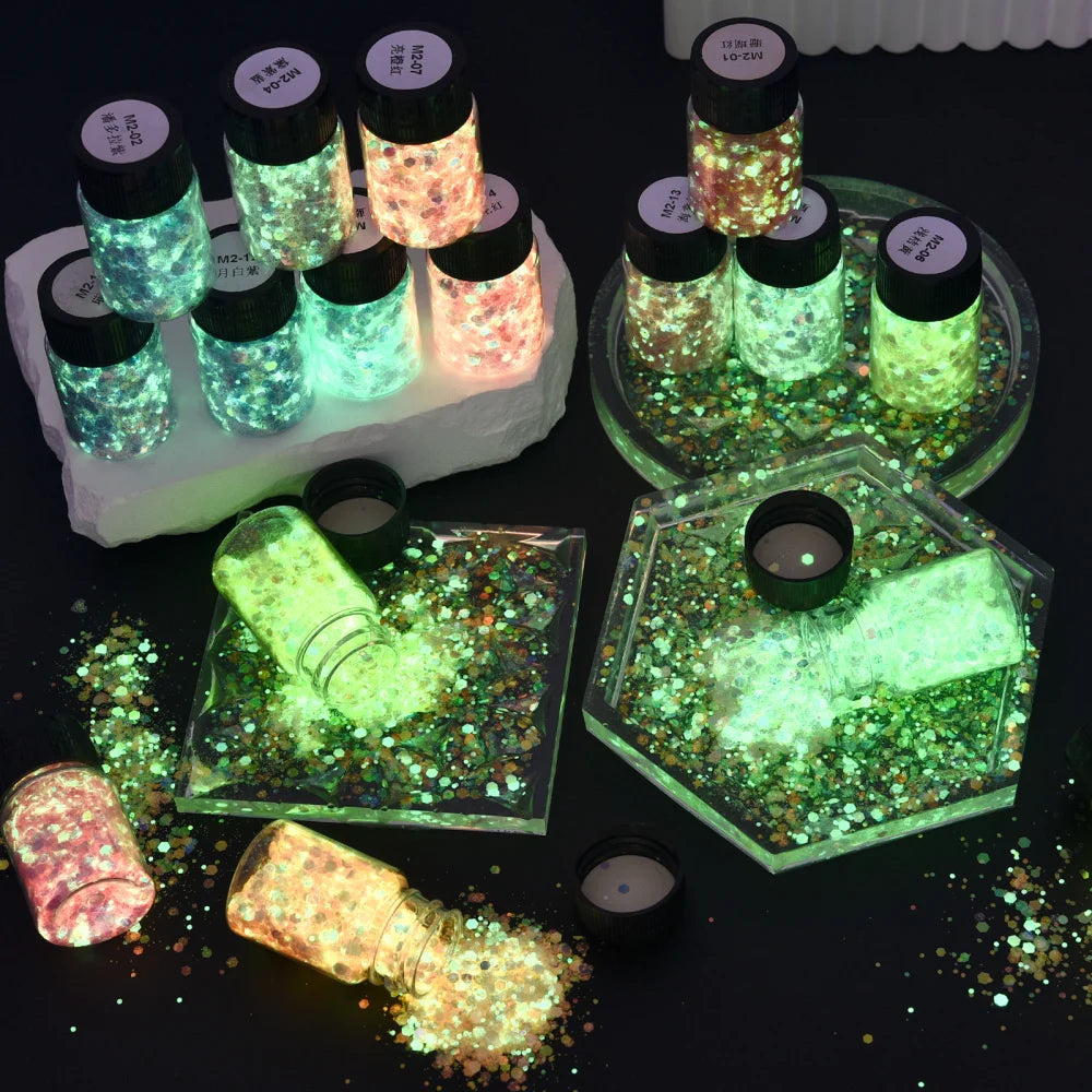 ELMAS Glow-in-the-Dark Glittering Hexagon Resin Pigment - Al Masam Stationery LLC