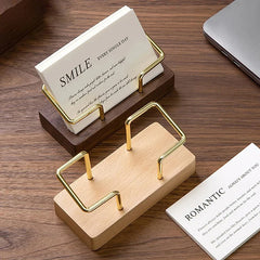 ELMAS Elegant Wooden Business Card Organizer Stand