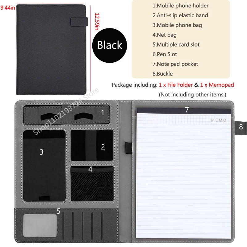 ELMAS Executive A4 Leather Portfolio Organizer for Men - Al Masam Stationery LLC