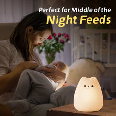 ELMAS Adorable Cat Night Light - 7-Color Touch Lamp