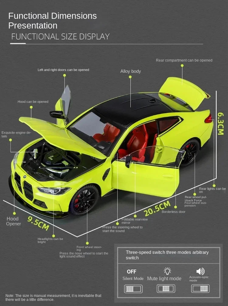 ELMAS BMW M4 Alloy 1:24 Scale Diecast Toy Car Gift - Al Masam Stationery LLC