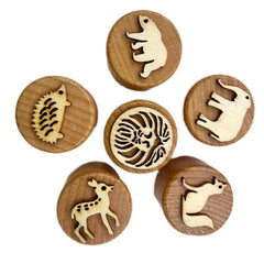 6 Pieces Wooden Stamps Pottery Tools DIY Craft for Art Educational Toys Decorations Educational Toys Animal Stamps