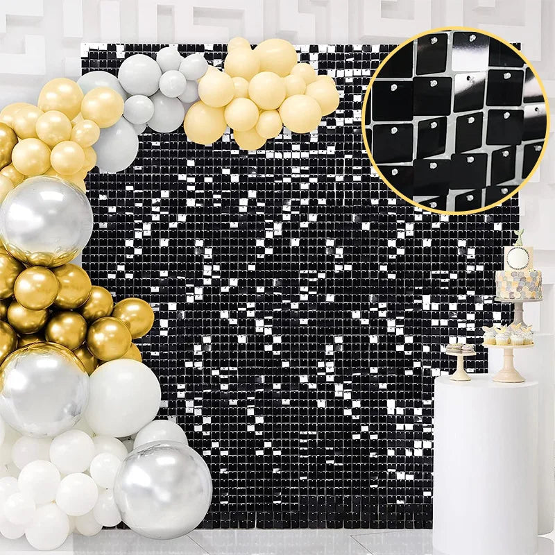 ELMAS 24 Pcs Shimmer Sequin Backdrop Blue Black Decor - Al Masam Stationery LLC