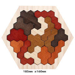 ELMAS Wooden Hexagon Puzzle Montessori Brain Teaser Toy