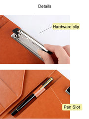 ELMAS A5/A4 Leather Clipboard Folder for Meetings