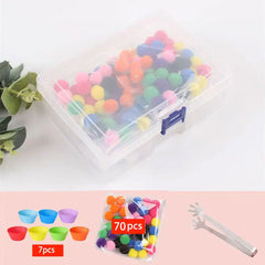 ELMAS Rainbow Counting Pompoms Sorting Cup Toys