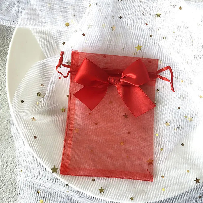 ELMAS 50/100Pcs Multicolor Organza Bags With Bow - Al Masam Stationery LLC