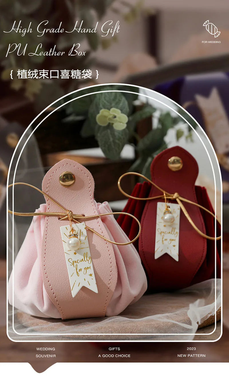 ELMAS Luxury Leather Gift Flannel Bag for Weddings - Al Masam Stationery LLC