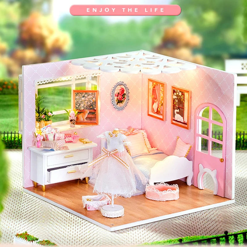 ELMAS Enchanted Dollhouse Kit with LED Lights & Furniture - Al Masam Stationery LLC