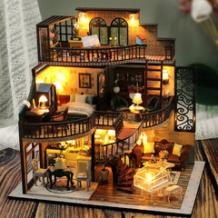 ELMAS Enchanting 3D Wooden Dollhouse Kit with Lights