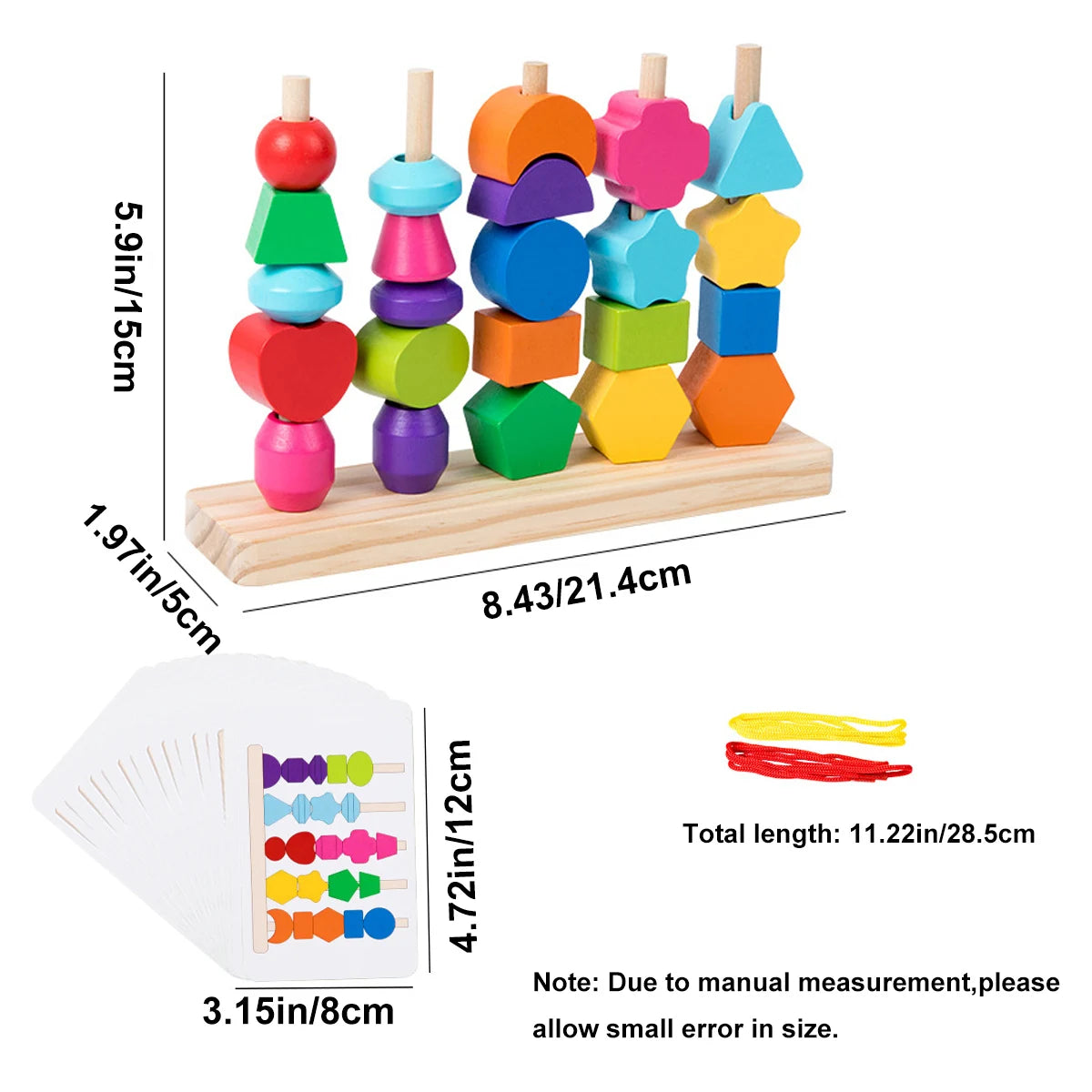 ELMAS Montessori Wooden Beads Sequencing Toy Set Fun - Al Masam Stationery LLC