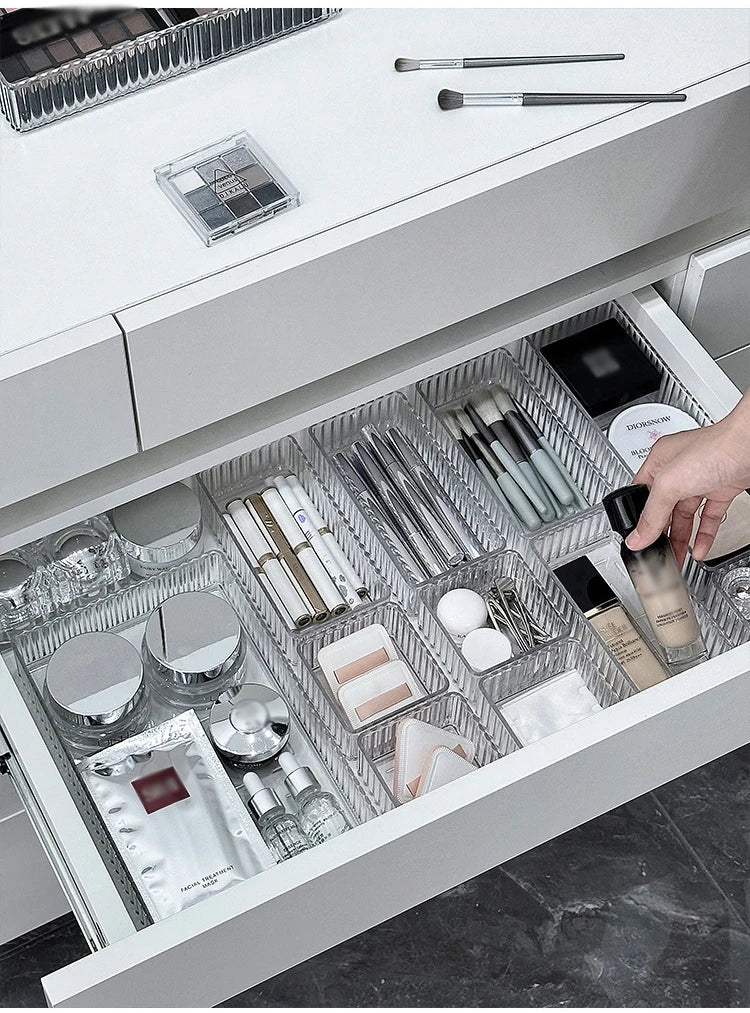 ELMAS 4/7PCS Acrylic Desk Drawer Organizers Set Clear - Al Masam Stationery LLC