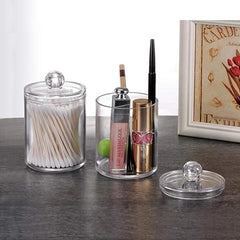 ELMAS Acrylic Storage Box Round Jar Organizer for Makeup - Al Masam Stationery LLC