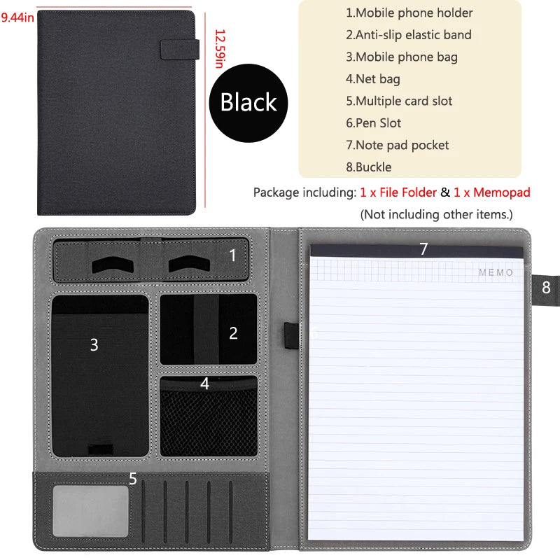 ELMAS Business Leather Padfolio & Document Organizer - Al Masam Stationery LLC