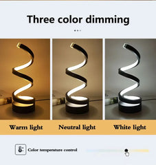 ELMAS Dimmable LED Spiral Table Lamp for Modern Bedrooms