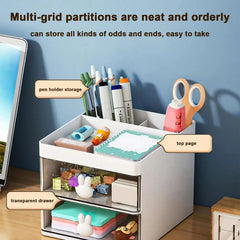 ELMAS Small Desktop Organizer with Drawer for Office & Makeup - Al Masam Stationery LLC