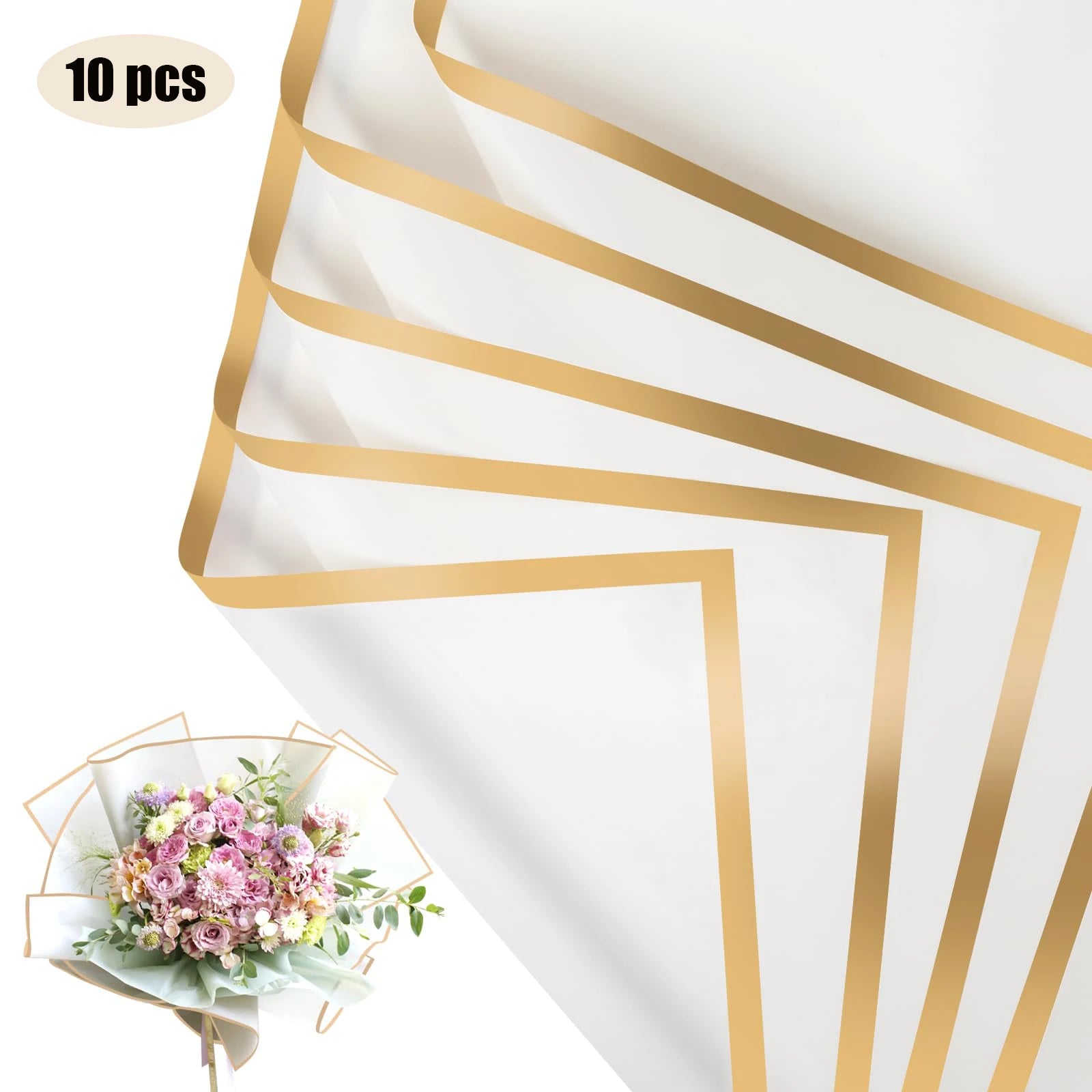 ELMAS Elegant Flower Wraps with Golden Edges - 10 Sheets - Al Masam Stationery LLC