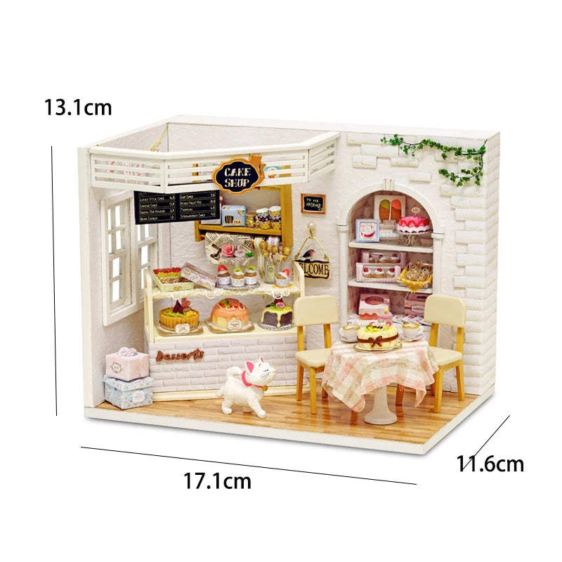 ELMAS Creative Kitten Mini Wooden Dollhouse Building Kit - Al Masam Stationery LLC