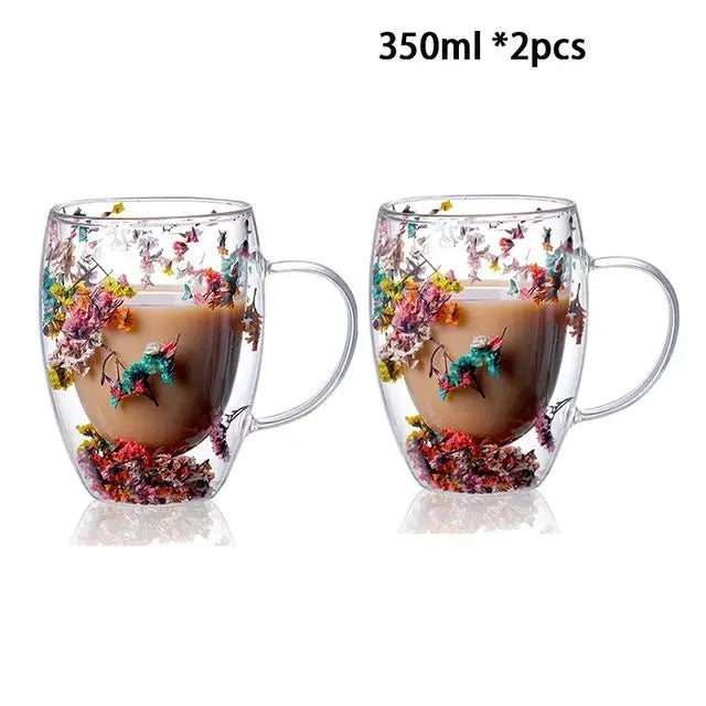 ELMAS Stylish Double Wall Glass Cups - Heat Resistant Set - Al Masam Stationery LLC
