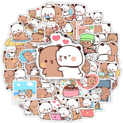 ELMAS 50pcs Bubu and Dudu Cute Bear DIY Stickers