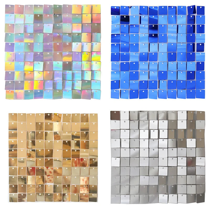 ELMAS Iridescent Silver Sequin Wall Backdrop for Parties - Al Masam Stationery LLC