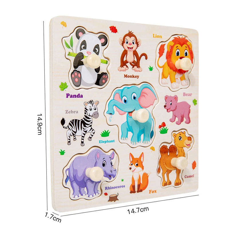 ELMAS Wooden Puzzle Montessori Animal Traffic Toy for Kids - Al Masam Stationery LLC