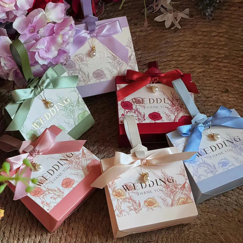 ELMAS 10/30/50Pcs Flower Wedding Boxes With Ribbons - Al Masam Stationery LLC