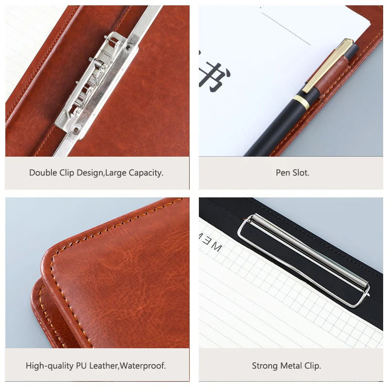 ELMAS Elegant PU Leather A4 Padfolio with Clips - Al Masam Stationery LLC