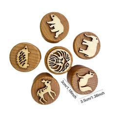 6 Pieces Wooden Stamps Pottery Tools DIY Craft for Art Educational Toys Decorations Educational Toys Animal Stamps