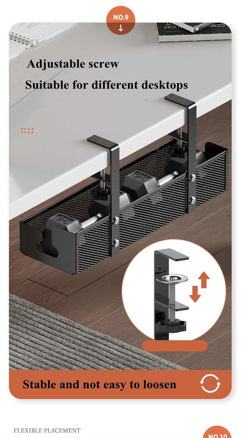 ELMAS No Drilling Under Desk Cable Management Tray - Al Masam Stationery LLC