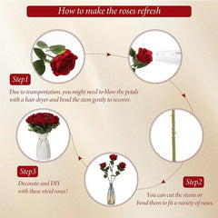 ELMAS 50 Pcs Velvet Rose Artificial Flowers for Decor - Al Masam Stationery LLC
