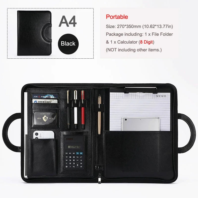 ELMAS Stylish A4 Leather Portfolio Organizer for Professionals - Al Masam Stationery LLC