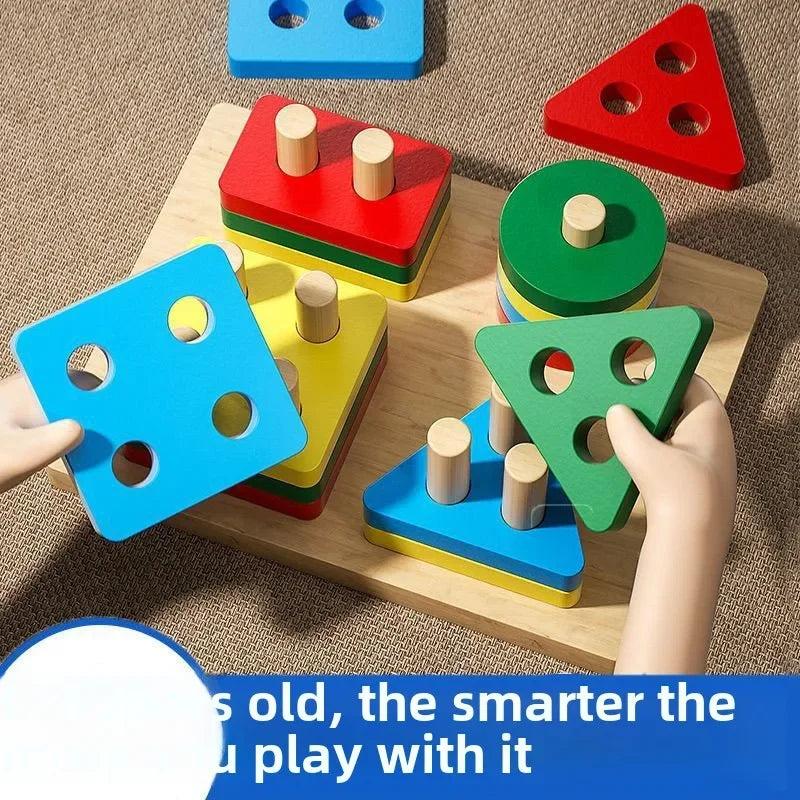 ELMAS Montessori Wooden Sorting Stacking Puzzle for Kids - Al Masam Stationery LLC