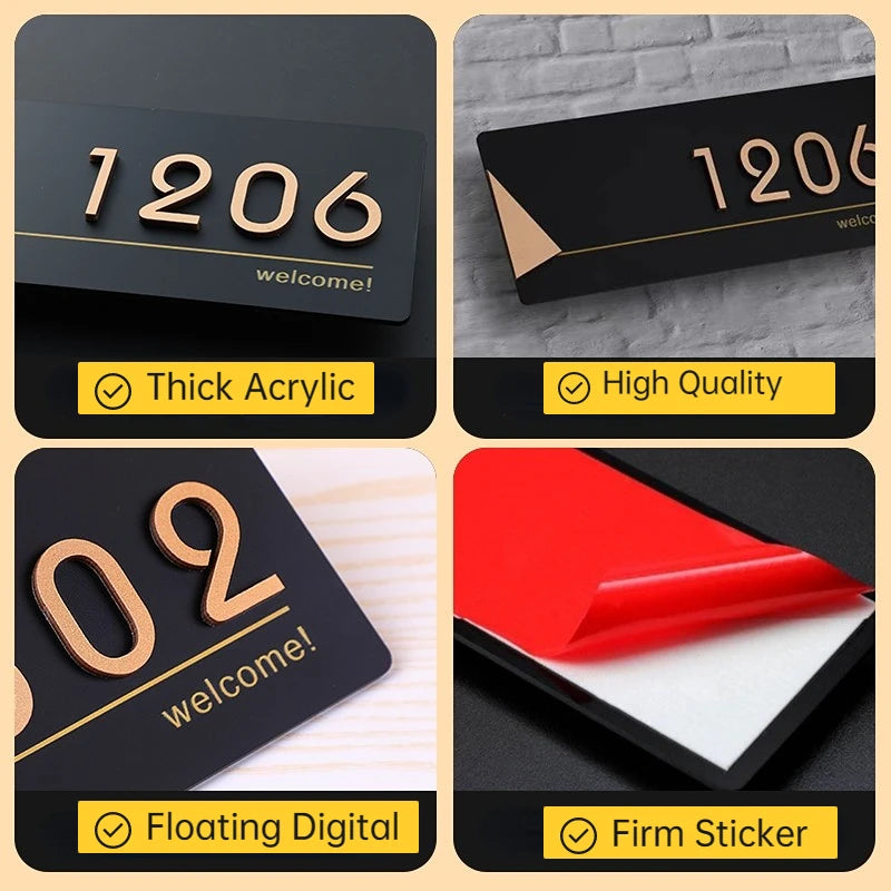 ELMAS Acrylic Modern Door Plate Customize House Number - Al Masam Stationery LLC