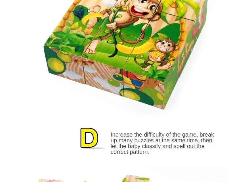 ELMAS 3D Cube Wooden Puzzle Montessori Learning Toy - Al Masam Stationery LLC