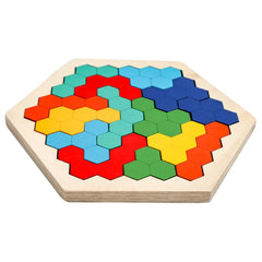 ELMAS Wooden Hexagon Puzzle Montessori Brain Teaser Toy