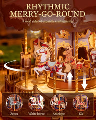 ELMAS Robotime 3D Wooden Music Box Carousel Kit - Al Masam Stationery LLC