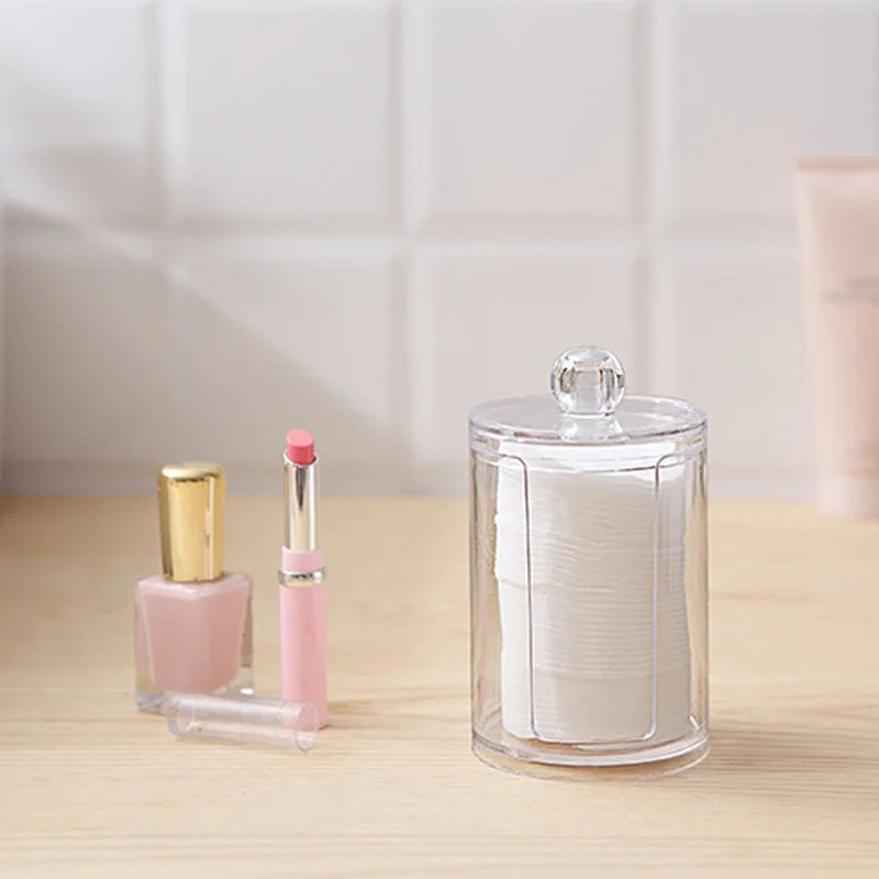 ELMAS Cotton Swab Organizer Bamboo Cover Acrylic Box - Al Masam Stationery LLC