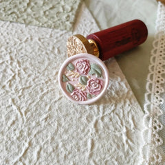 Fire Wax Seal Chapter Multilayer Carved Tulip Roses Bouquet Series Anaglyph Lovely Copper Head Envelope Seal Diy Diary Stamp Toy