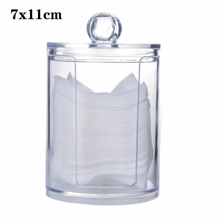 ELMAS Cotton Swab Organizer Bamboo Cover Acrylic Box - Al Masam Stationery LLC