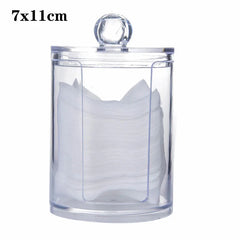 ELMAS Cotton Swab Organizer Bamboo Cover Acrylic Box