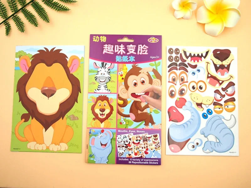 ELMAS Cute Cartoon Face Puzzle DIY Sticker Book Set - Al Masam Stationery LLC