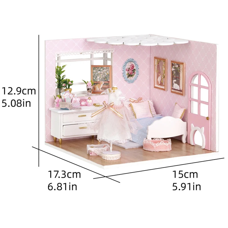 ELMAS Enchanted Dollhouse Kit with LED Lights & Furniture - Al Masam Stationery LLC