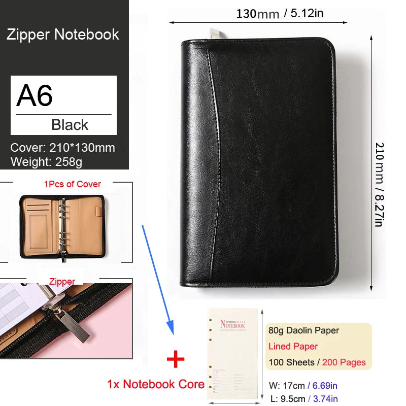 ELMAS Stylish A6 Leather Binder Planner with Calculator - Al Masam Stationery LLC