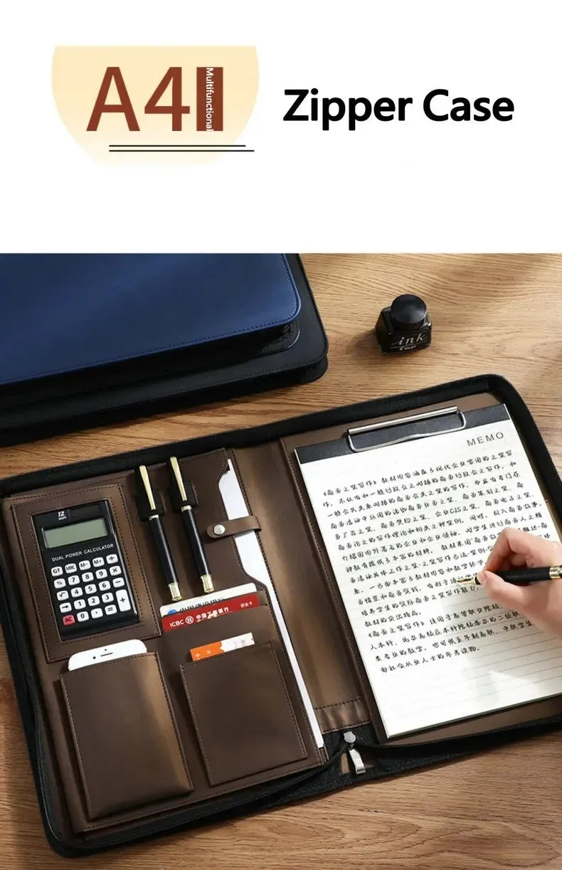 ELMAS Executive Leather A4 Portfolio Organizer Folder - Al Masam Stationery LLC