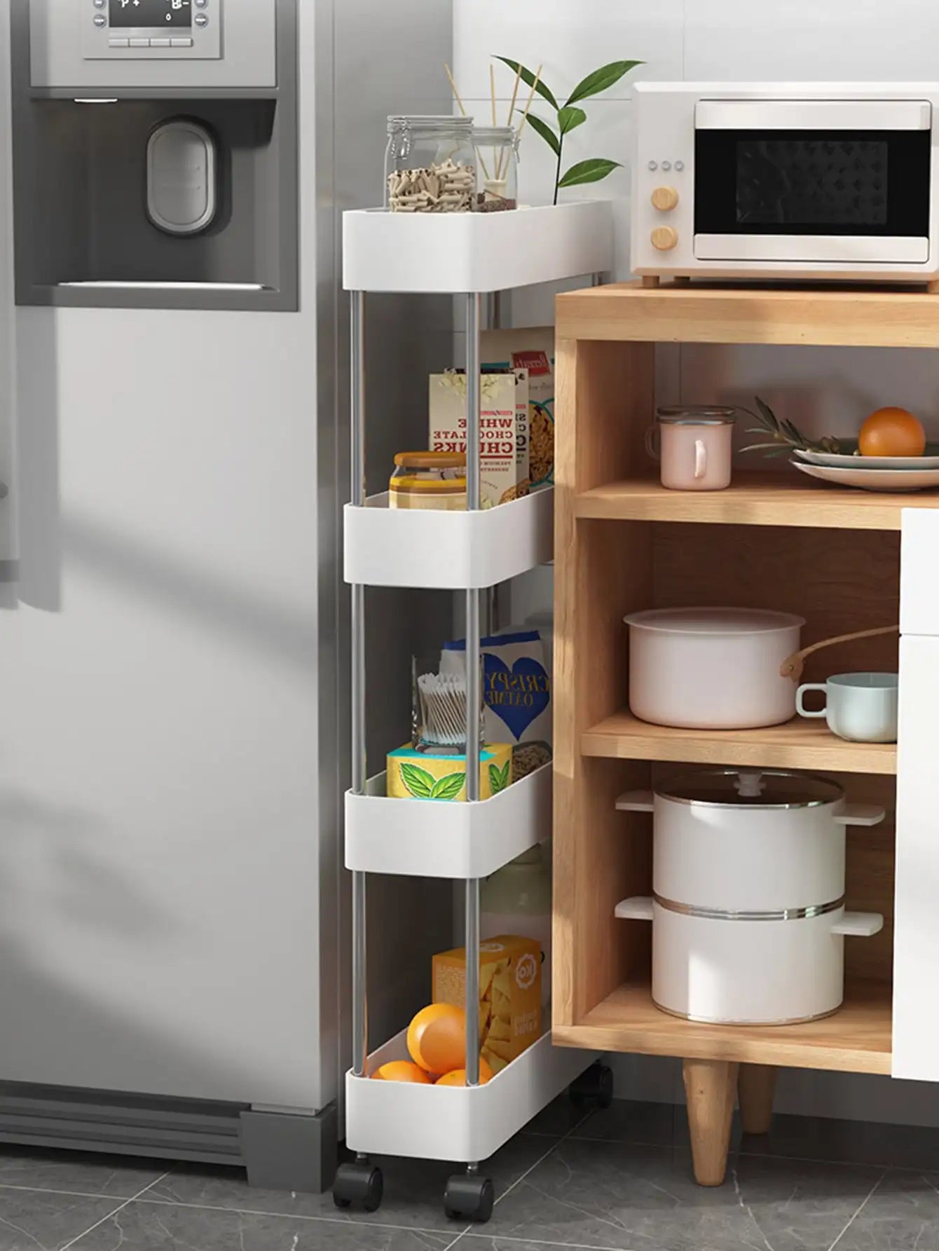 ELMAS 1pcs 3/4 Tier Rolling Utility Cart Storage Shelf - Al Masam Stationery LLC