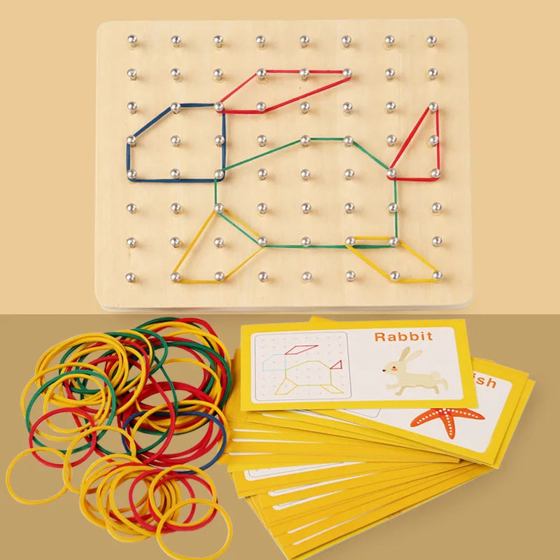 ELMAS Wooden Puzzle Toys Geometric Shape Nailboard Game - Al Masam Stationery LLC