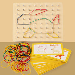 ELMAS Wooden Puzzle Toys Geometric Shape Nailboard Game