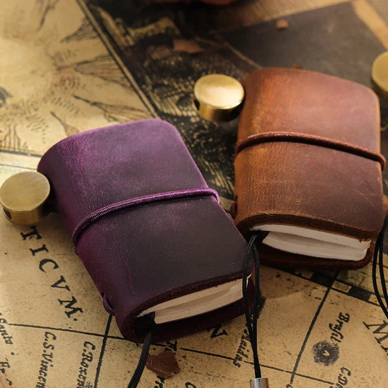 ELMAS Vintage Kawaii Mini Leather Notebook Organizer - Al Masam Stationery LLC