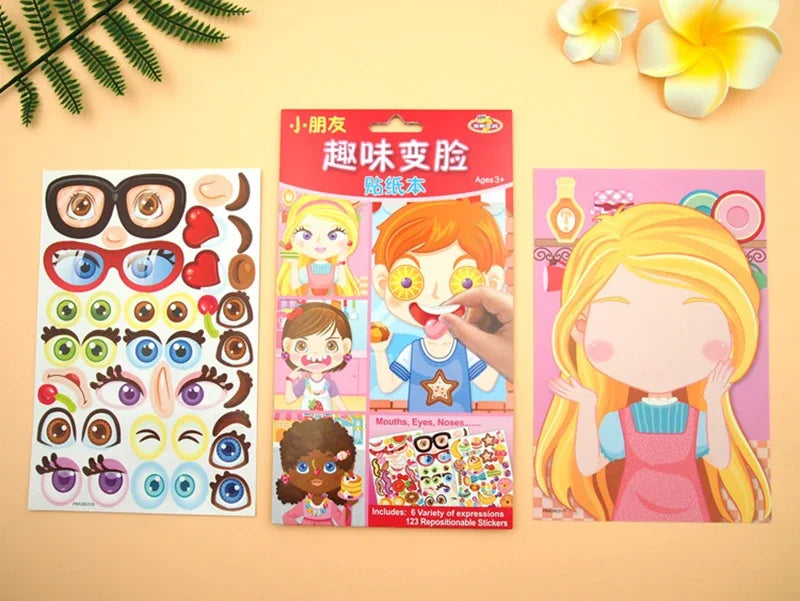 ELMAS Cute Cartoon Face Puzzle DIY Sticker Book Set - Al Masam Stationery LLC